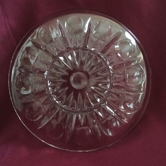 Vintage Clear Glass Platter / Serving Plate Indiana Glass Thumbprint Pattern - Picture 4 of 6